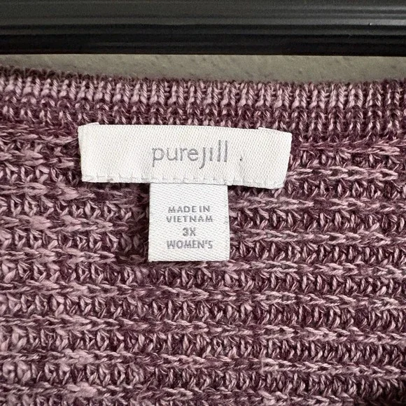 Pure Jill Sweater Women XL Mauve Textured Knit Cotton Blend Oversized Cozy - Picture 3 of 12